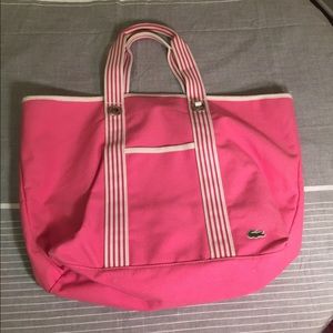 Cute Lacoste Tote Beach Bag Pink Medium